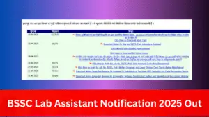 BSSC Lab Assistant Notification 2025 Out