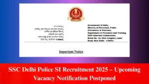 SSC Delhi Police SI Recruitment 2025