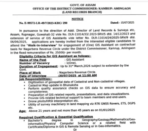 GIS Assistant Recruitment 2025