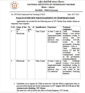 NIT Silchar Walk-In 2025