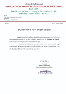 Nawaratna Academy Bijni Recruitment 2026