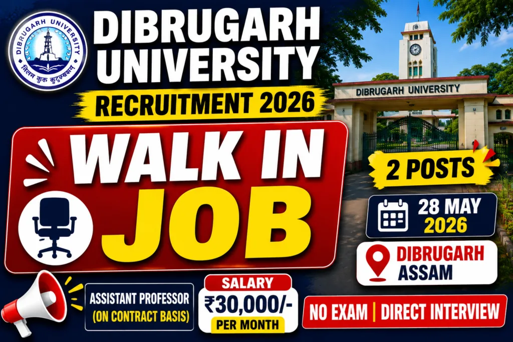 Dibrugarh University Vacancy 2026