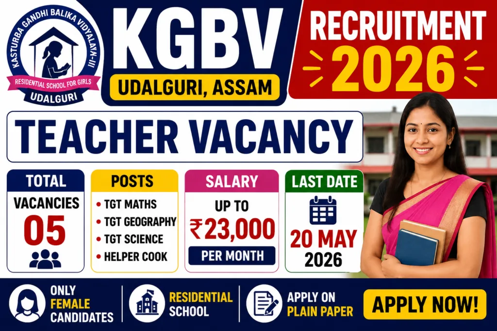 KGBV Udalguri Recruitment 2026