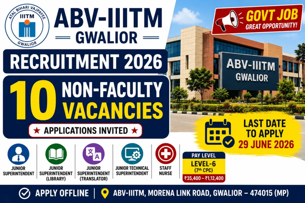 ABV-IIITM Gwalior Recruitment 2026