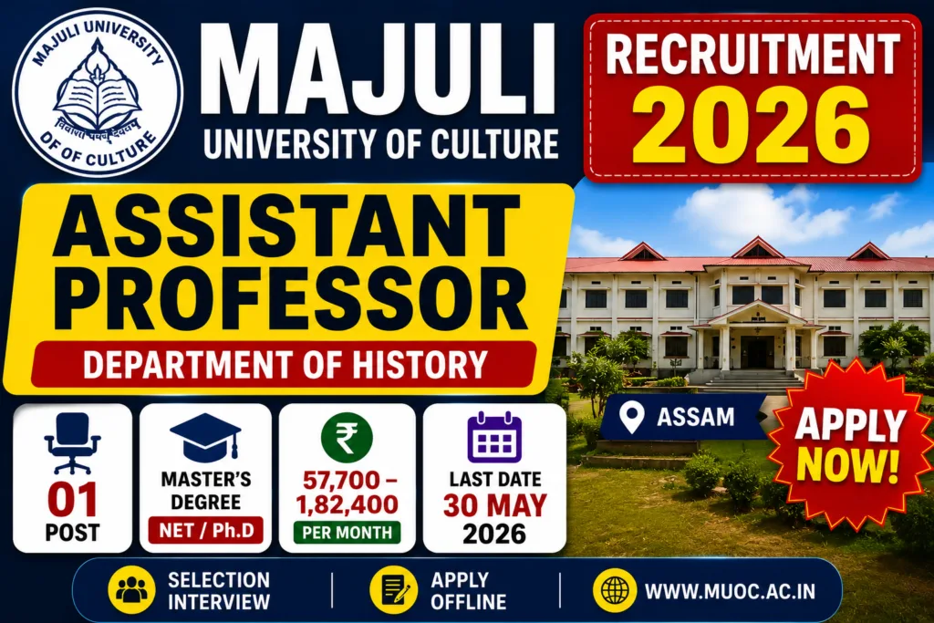 Majuli University Hiring 2026 - Apply Offline Now
