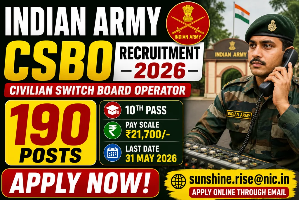Indian Army CSBO Recruitment 2026