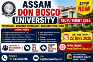 Assam Don Bosco University Recruitment 2026