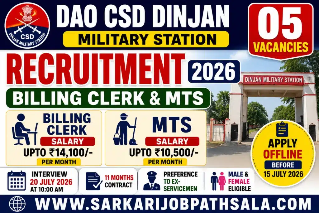 DAO CSD Dinjan Recruitment 2026