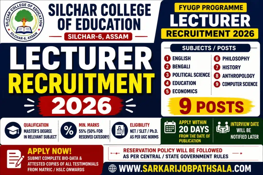 Silchar College Recruitment 2026