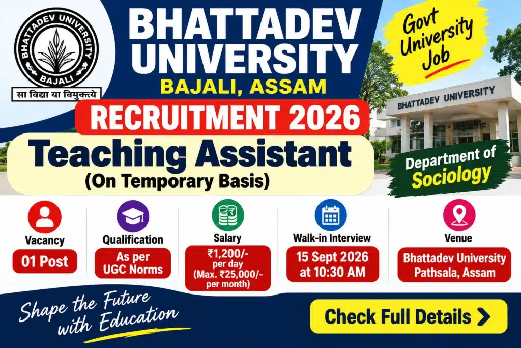 Bhattadev University Recruitment 2026