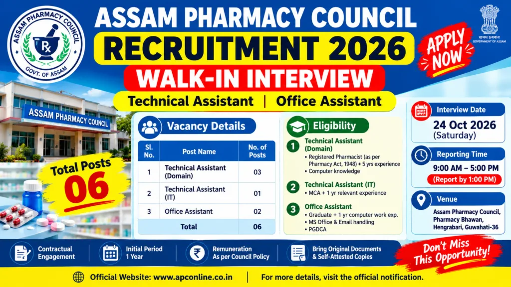 Assam Pharmacy Council Recruitment 2026