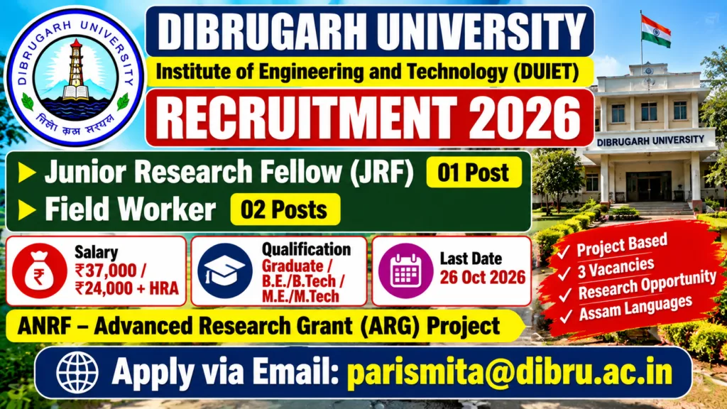Dibrugarh University JRF Vacancy 2026