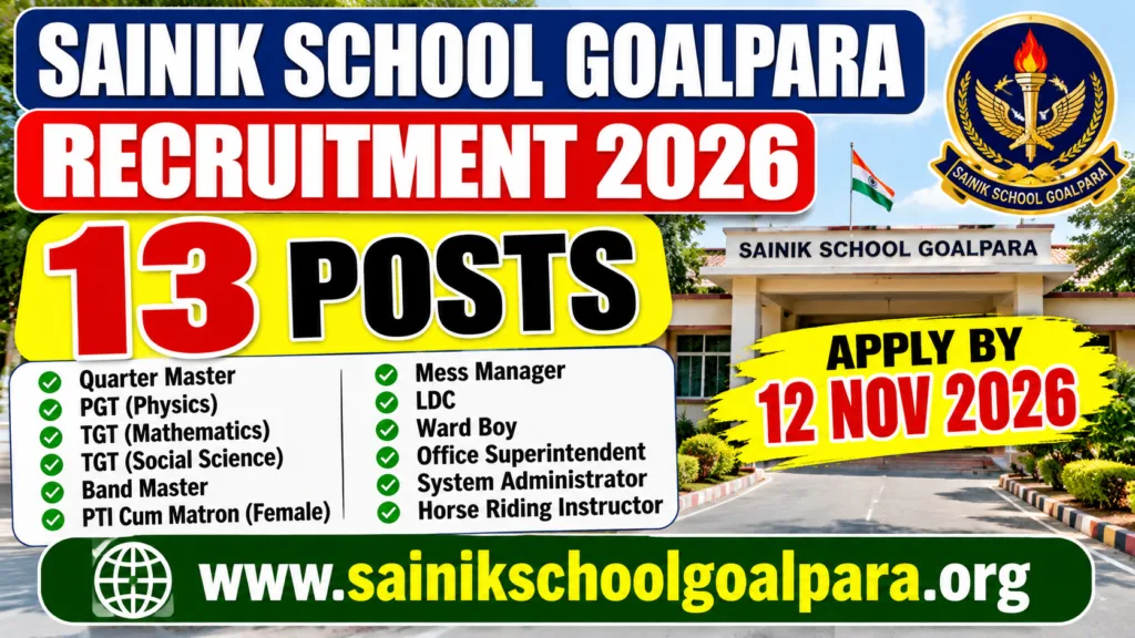 Sainik School Goalpara Recruitment 2026